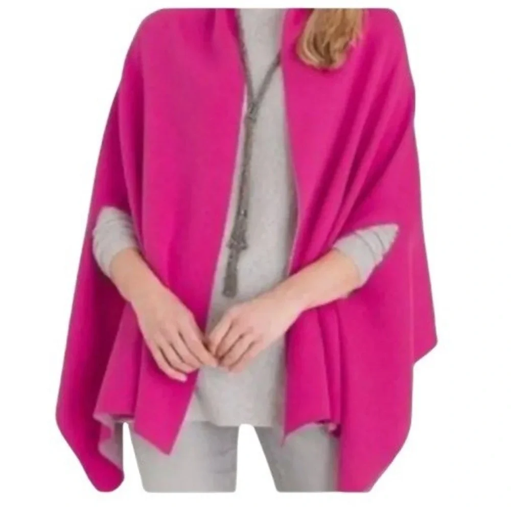 NWOT Chico's Reversible Travel Wrap Pink & Gray 4 Way 121902